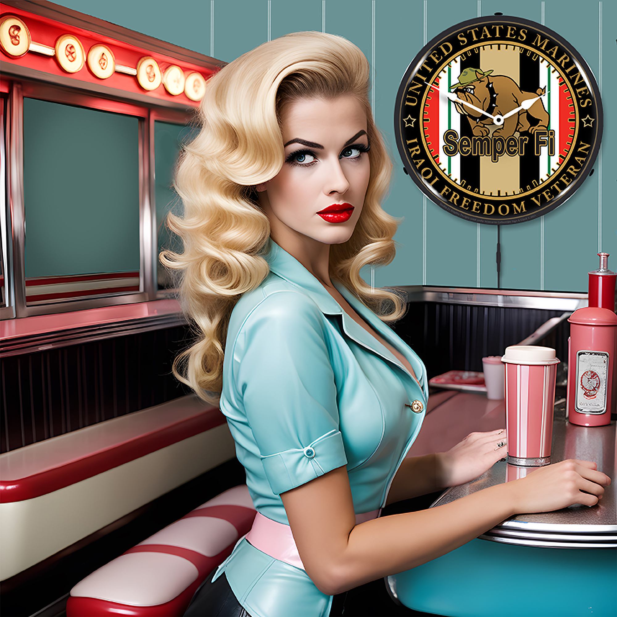 Marine Veteran Operation Iraqi Freedom LED Wall Clock Illuminated not Neon 4 Marine Veteran Operation Iraqi Freedom LED Wall Clock Illuminated not Neon - Image 4