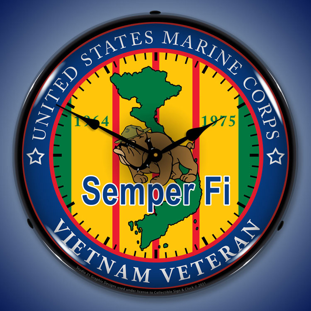 Marine Vietnam Veteran LED Wall Clock Illuminated not Neon 2 Marine Vietnam Veteran LED Wall Clock Illuminated not Neon - Image 2