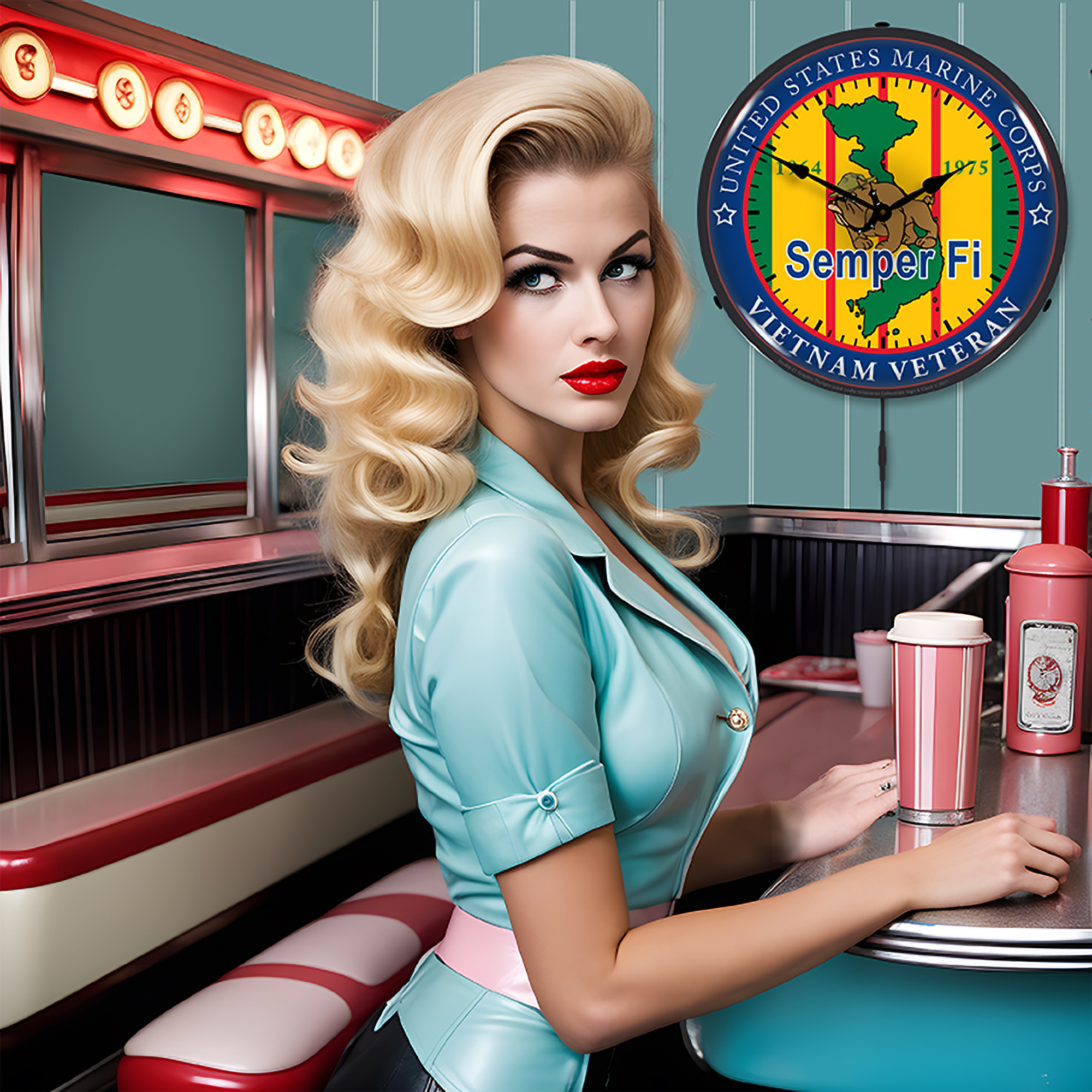 Marine Vietnam Veteran LED Wall Clock Illuminated not Neon 4 Marine Vietnam Veteran LED Wall Clock Illuminated not Neon - Image 4