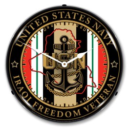 Navy Veteran Operation Iraqi Freedom LED Wall Clock Illuminated not Neon