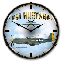 P51 Mustang LED Wall Clock Illuminated not Neon