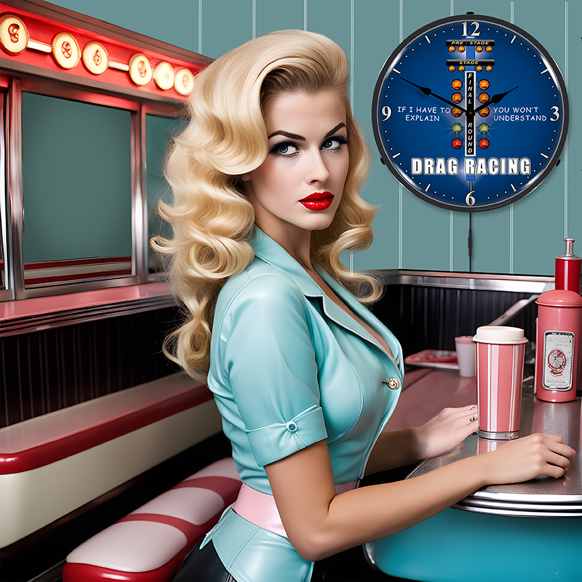 Drag Racing LED Wall Clock Illuminated not Neon 3 Drag Racing LED Wall Clock Illuminated not Neon - Image 3