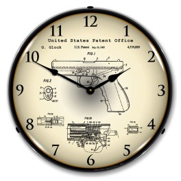 Glock Automatic Gun 1985  Patent  LED Wall Clock Illuminated not Neon