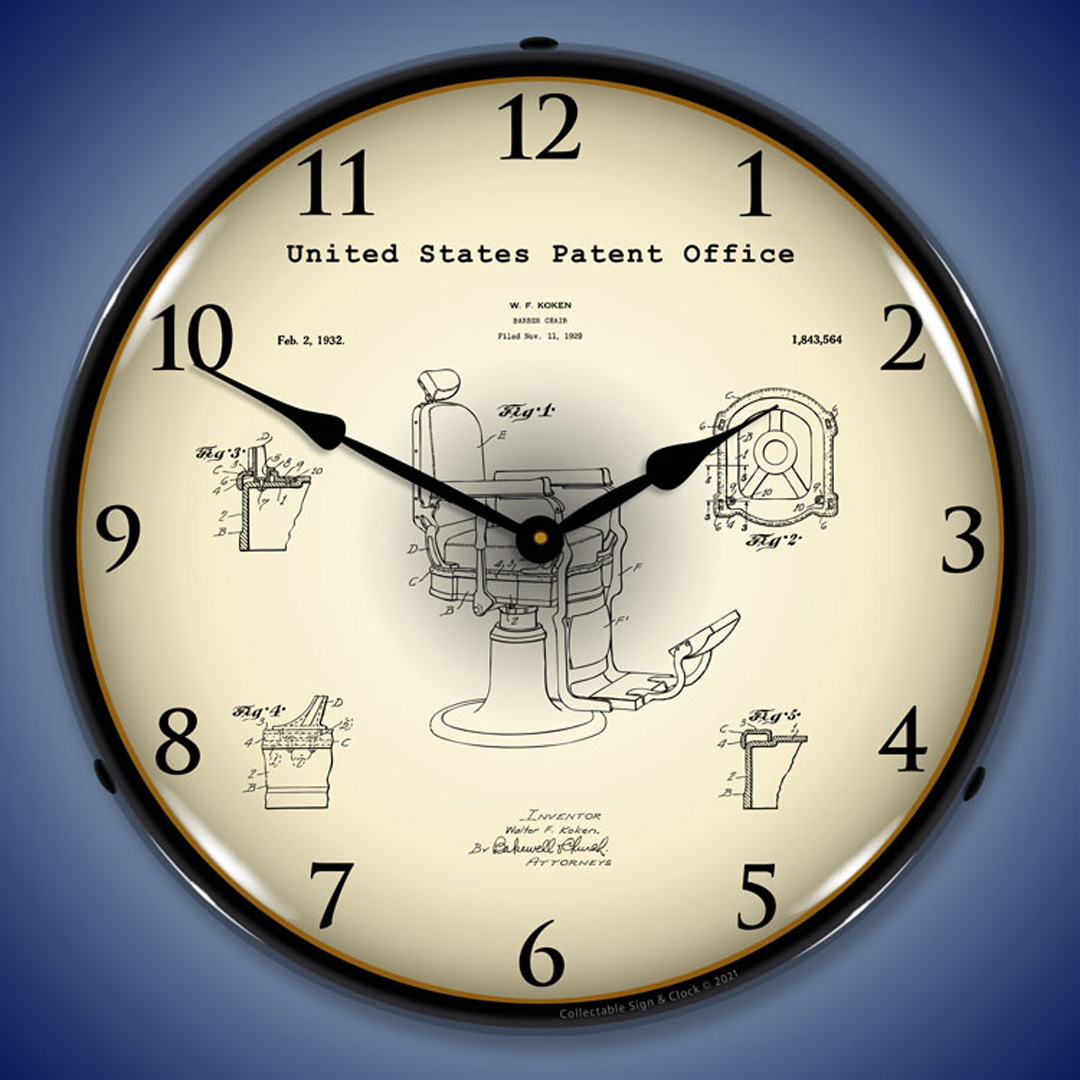 Koken Barber's Chair 1929 Patent LED Wall Clock Illuminated not Neon 2 Koken Barber's Chair 1929 Patent LED Wall Clock Illuminated not Neon - Image 2
