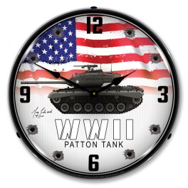 WWII Patton Tank  LED Wall Clock Illuminated not Neon