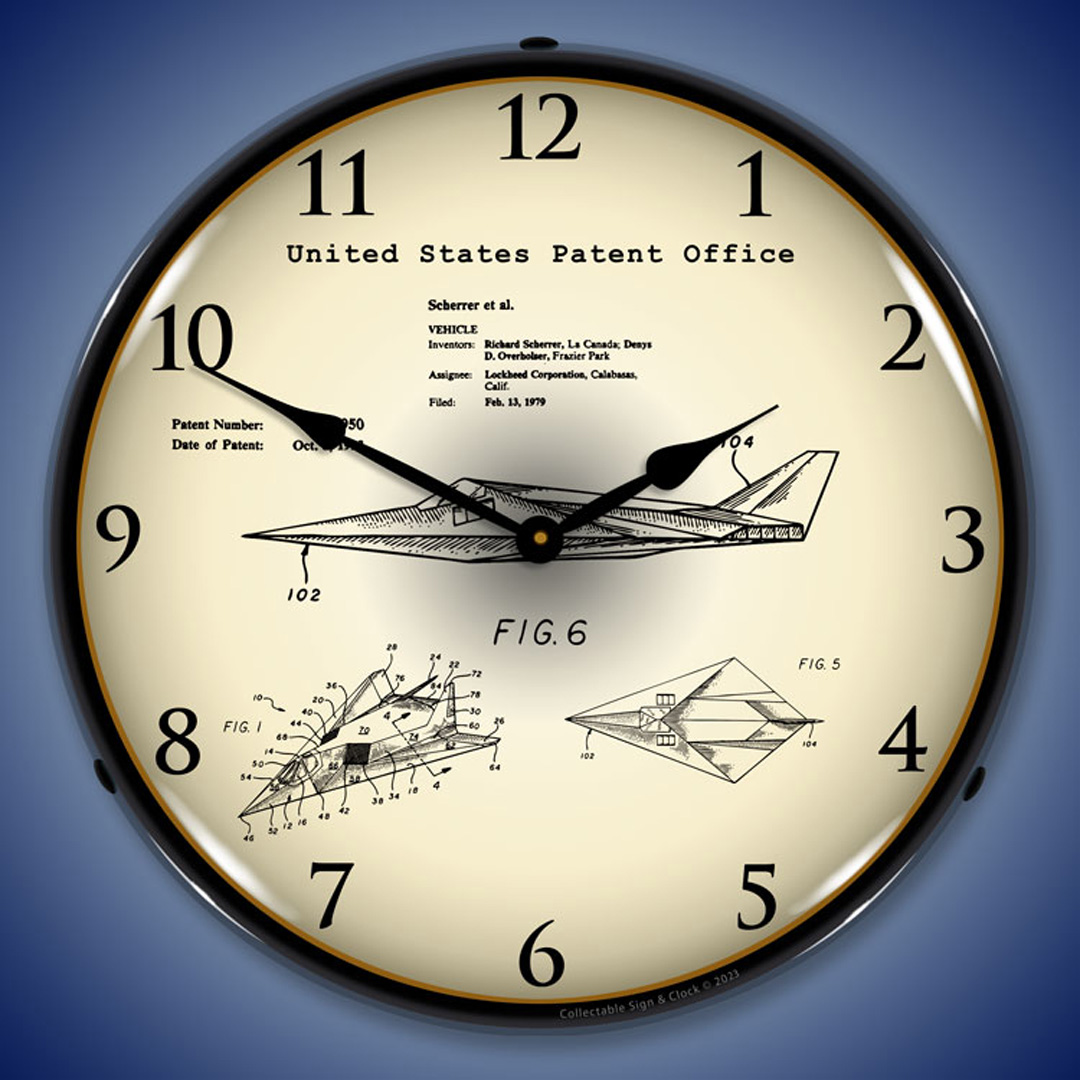 1993 F-17 Nighthawk Stealth Fighter Patent LED Wall Clock Illuminated not Neon 2 1993 F-17 Nighthawk Stealth Fighter Patent LED Wall Clock Illuminated not Neon - Image 2