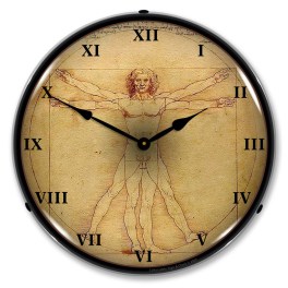 Leonardo da Vinci Vitruvian Man LED Wall Clock Illuminated not Neon