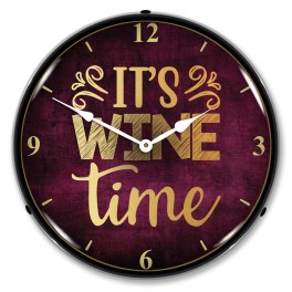 Wine Time LED Wall Clock Illuminated not Neon
