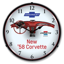 1958 Corvette Dash LED Wall Clock Illuminated not Neon