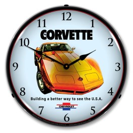1974 Corvette 2 LED Wall Clock Illuminated not Neon