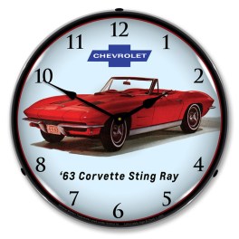 1963 Corvette Convertible LED Wall Clock Illuminated not Neon