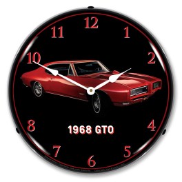 1968 Pontiac GTO Red LED Wall Clock Illuminated not Neon