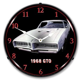 1968 Pontiac GTO White LED Wall Clock Illuminated not Neon