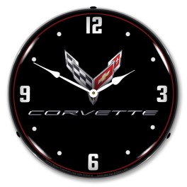 C8 Corvette Black Tie LED Wall Clock Illuminated not Neon