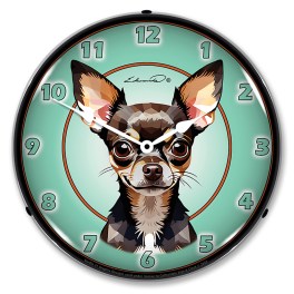 Chihuahua Black and Tan LED Wall Clock Illuminated not Neon