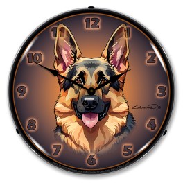 German Shepherd LED Wall Clock Illuminated not Neon