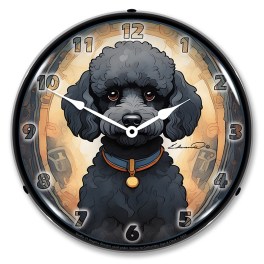 Poodle Black LED Wall Clock Illuminated not Neon