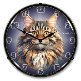 Main Coon Cat  LED Wall Clock Illuminated not Neon