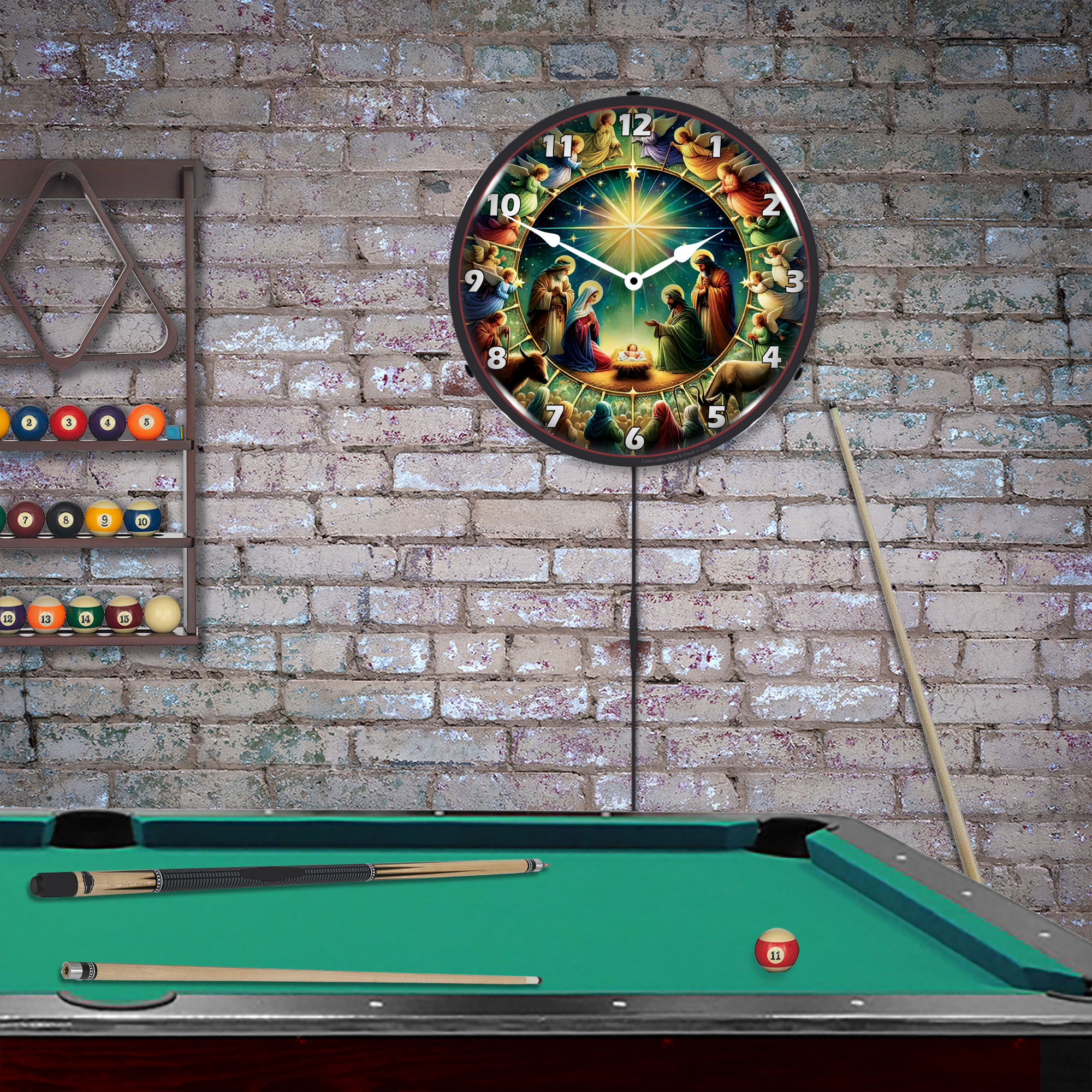 Jesus in the Manger LED Wall Clock Illuminated not Neon 3 Jesus in the Manger LED Wall Clock Illuminated not Neon - Image 3