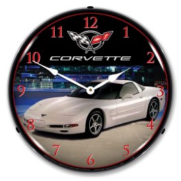 C5 Corvette Arctic White LED Wall Clock Illuminated not Neon