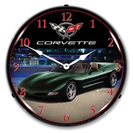 C5 Corvette Dark Bowling Green Metallic LED Wall Clock Illuminated not Neon