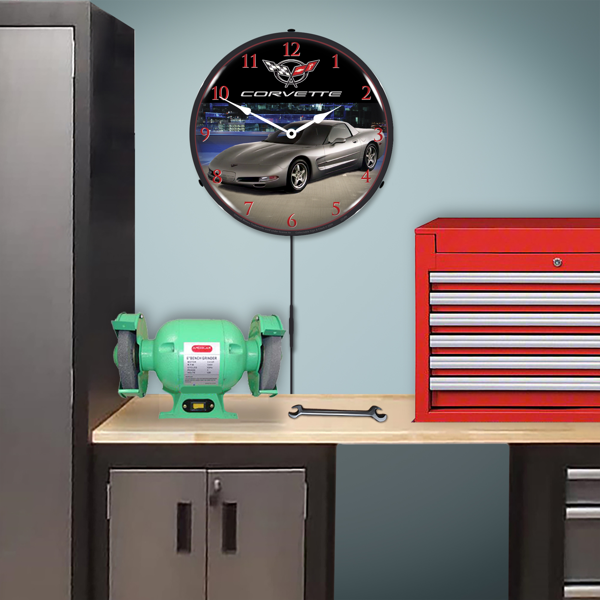 C5 Corvette Light Pewter Metallic LED Wall Clock Illuminated not Neon 4 C5 Corvette Light Pewter Metallic LED Wall Clock Illuminated not Neon - Image 4