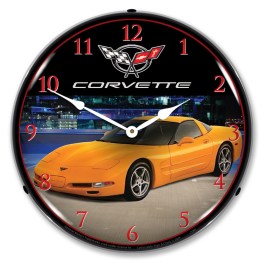 C5 Corvette Millennium Yellow LED Wall Clock Illuminated not Neon