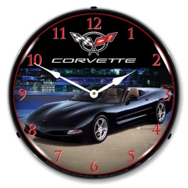 C5 Corvette Navy Blue Metallic LED Wall Clock Illuminated not Neon