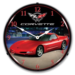 C5 Corvette Torch Red LED Wall Clock Illuminated not Neon