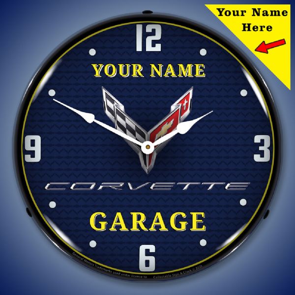 Personalized C8 Corvette Garage Clock