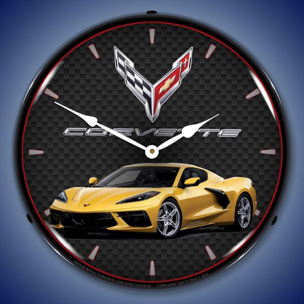 C8 Corvette Competition Yellow Tintcoat Metallic LED Wall Clock 2 C8 Corvette Competition Yellow Tintcoat Metallic LED Wall Clock - Image 2