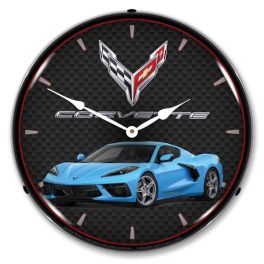 Rapid Blue C8 Corvette Wall Clock