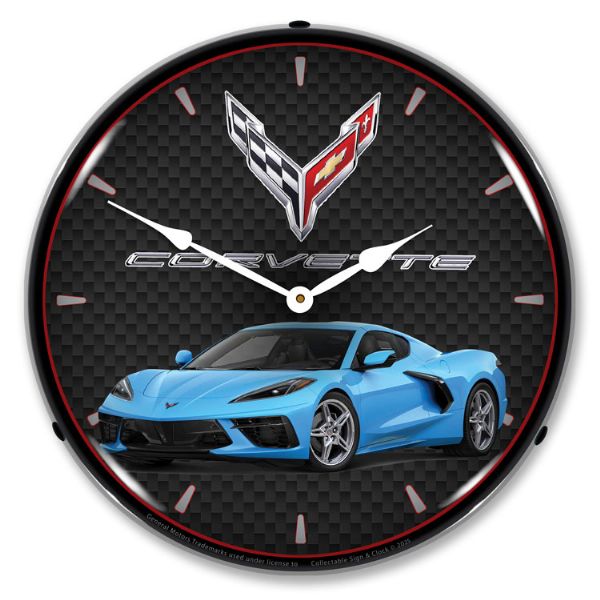 Rapid Blue C8 Corvette Wall Clock