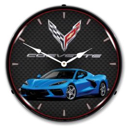 Riptide Blue Metallic C8 Corvette Wall Clock