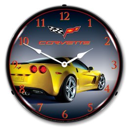 C6 Corvette Grand Sport Yellow LED Lighted Wall Clock