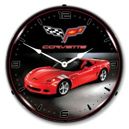 C6 Corvette Grand Sport Red LED Lighted Wall Clock