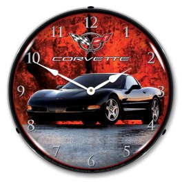 C5 Corvette in Black LED Lighted Wall Clock